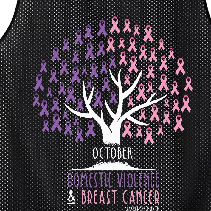 Ribbon Tree Breast Cancer And Domestic Violence Awareness Mesh Reversible Basketball Jersey Tank