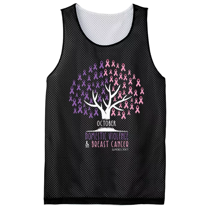 Ribbon Tree Breast Cancer And Domestic Violence Awareness Mesh Reversible Basketball Jersey Tank