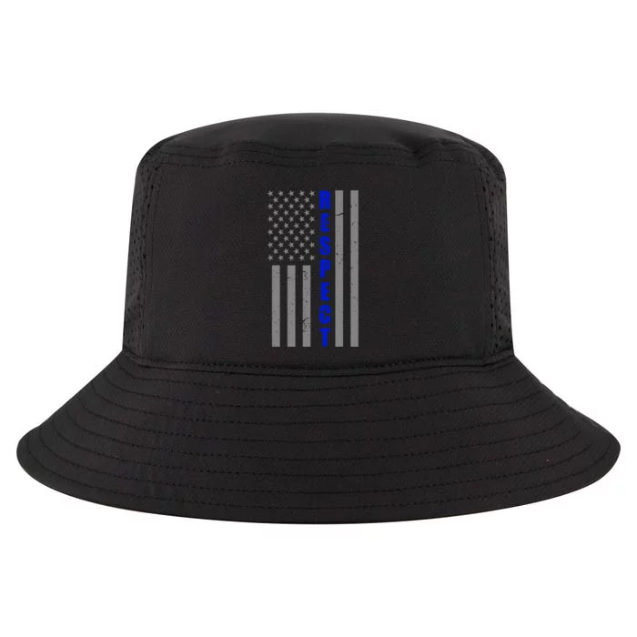 Respect The Blue Support Our Police American Flag Cool Comfort Performance Bucket Hat