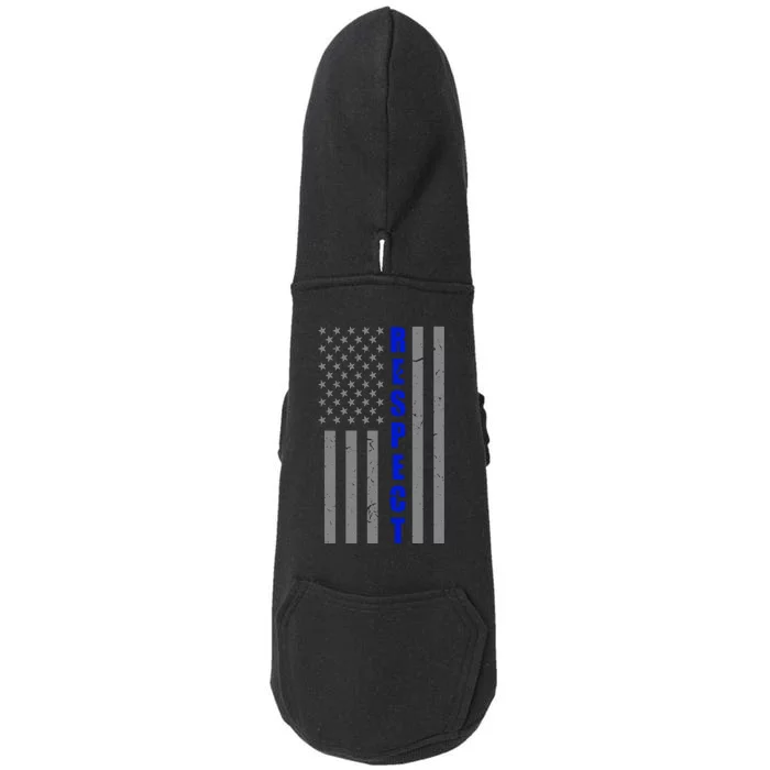 Respect The Blue Support Our Police American Flag Doggie 3-End Fleece Hoodie