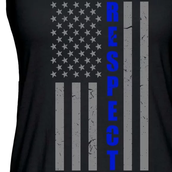 Respect The Blue Support Our Police American Flag Ladies Essential Flowy Tank