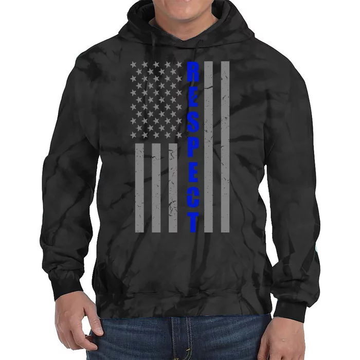 Respect The Blue Support Our Police American Flag Tie Dye Hoodie