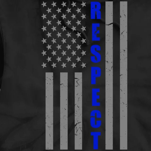 Respect The Blue Support Our Police American Flag Tie Dye Hoodie