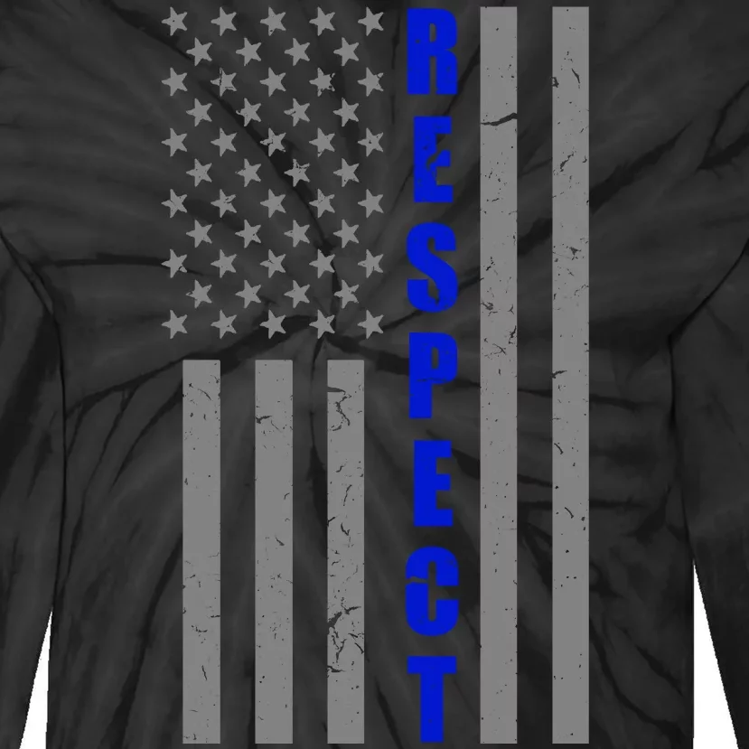 Respect The Blue Support Our Police American Flag Tie-Dye Long Sleeve Shirt