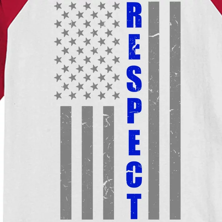 Respect The Blue Support Our Police American Flag Kids Colorblock Raglan Jersey