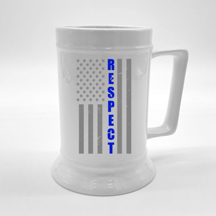 Respect The Blue Support Our Police American Flag Front & Back Beer Stein