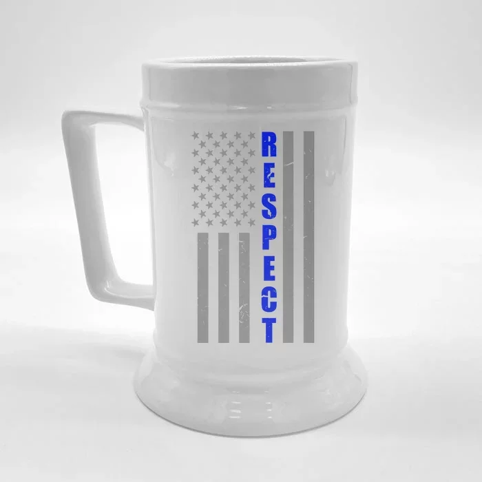 Respect The Blue Support Our Police American Flag Front & Back Beer Stein