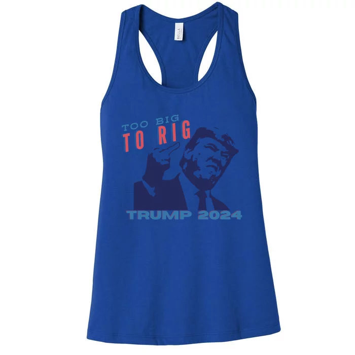 Retro Too Big To Rig Patriotic Stand With Trump 2024 Funny Gift Women's Racerback Tank