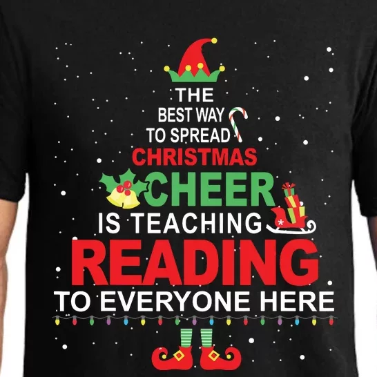 Reading Teacher Christmas Shirts Elf Christmas Cheer Pajama Set