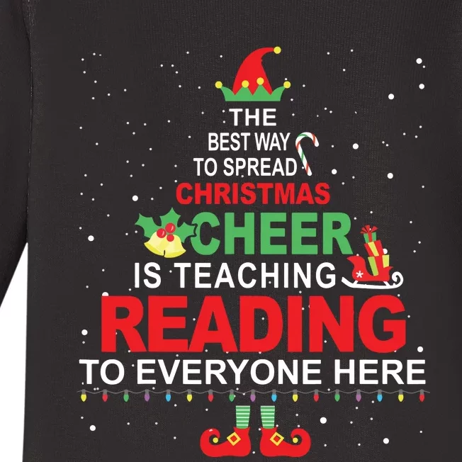 Reading Teacher Christmas Shirts Elf Christmas Cheer Baby Long Sleeve Bodysuit