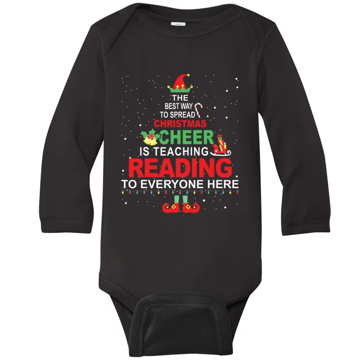 Reading Teacher Christmas Shirts Elf Christmas Cheer Baby Long Sleeve Bodysuit