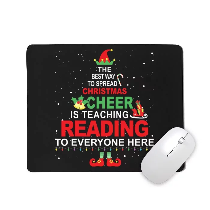 Reading Teacher Christmas Shirts Elf Christmas Cheer Mousepad