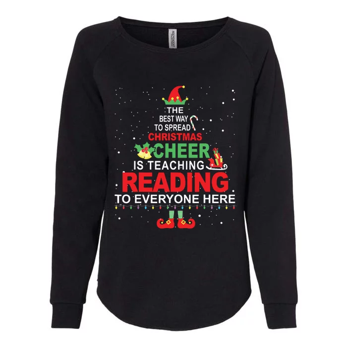 Reading Teacher Christmas Shirts Elf Christmas Cheer Womens California Wash Sweatshirt