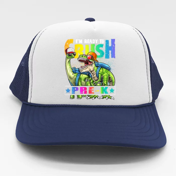 Ready To Crush PreK Dinosaur Backpack Back To School Boy Trucker Hat