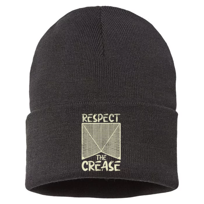 Respect The Crease Lacrosse Lax Goalie Player Gift Sustainable Knit Beanie