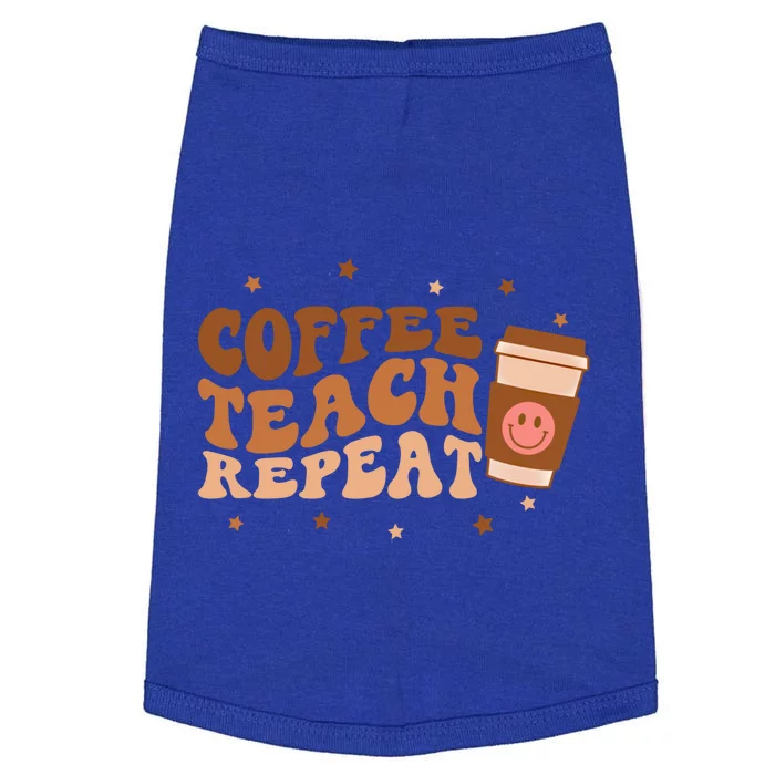 Retro Teacher Coffee Teach Repeat Smile Teacher Coffee Day Gift Doggie Tank