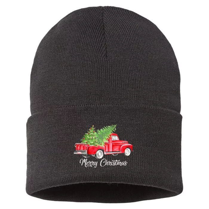 Red Truck Christmas Funny Merry Christmas Yall Women Sustainable Knit Beanie