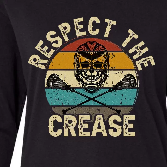 Respect The Crease Lacrosse Goalie Woman Men Womens Cotton Relaxed Long Sleeve T-Shirt