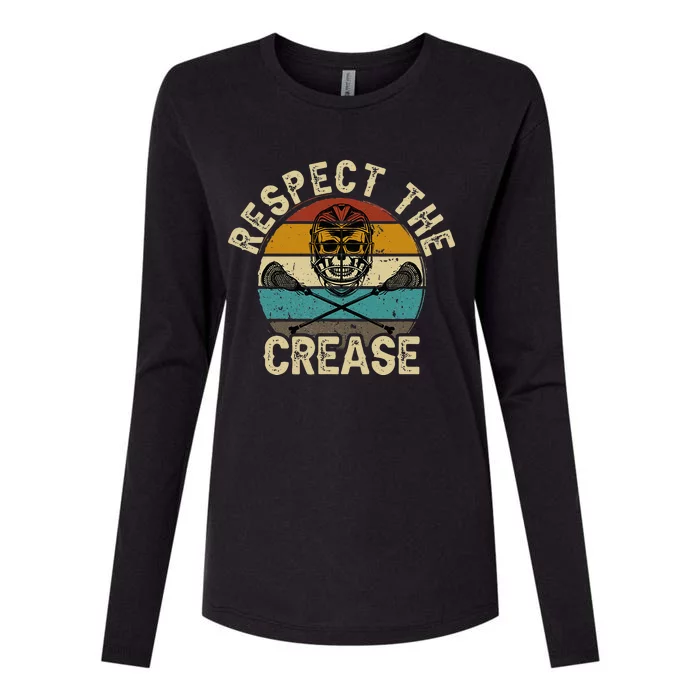 Respect The Crease Lacrosse Goalie Woman Men Womens Cotton Relaxed Long Sleeve T-Shirt