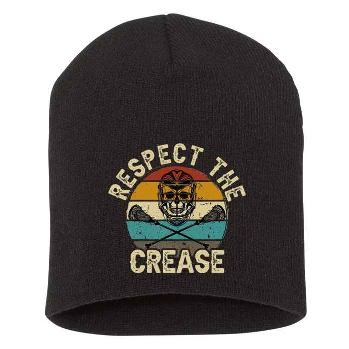 Respect The Crease Lacrosse Goalie Woman Men Short Acrylic Beanie