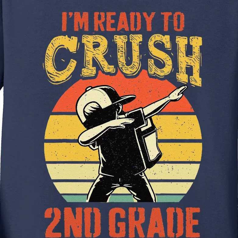 Ready To Crush Second Grade Back To School Dabbing Boy Kids Long Sleeve Shirt