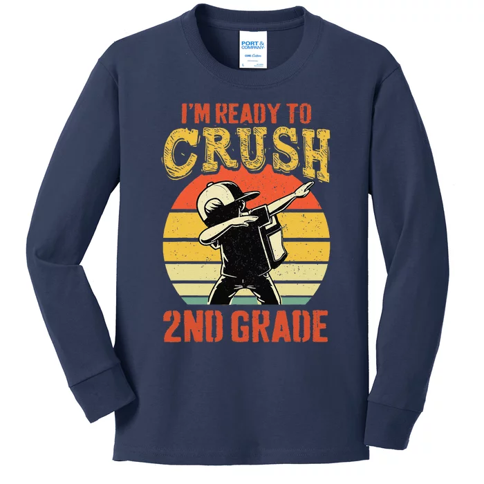 Ready To Crush Second Grade Back To School Dabbing Boy Kids Long Sleeve Shirt