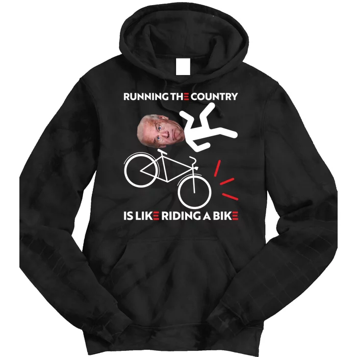 Running The Country Is Like Riding A Bike Funny Biden Meme Tie Dye Hoodie