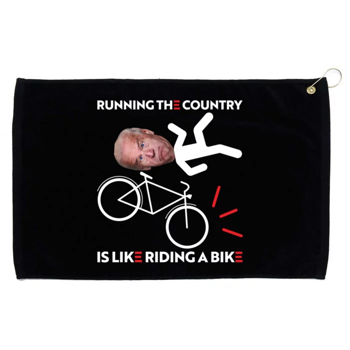 Running The Country Is Like Riding A Bike Funny Biden Meme Grommeted Golf Towel