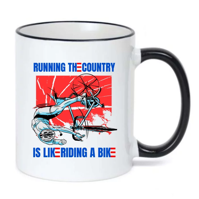 Running The Country Is Like Riding A Bike Merry 4th Of July Biden Falling Black Color Changing Mug