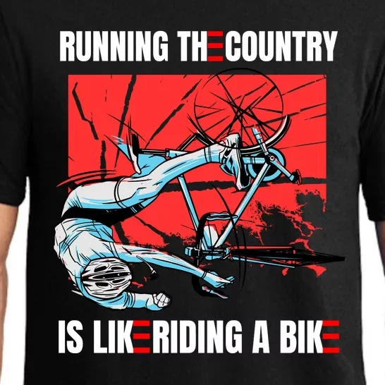 Running The Country Is Like Riding A Bike Merry 4th Of July Biden Falling Pajama Set