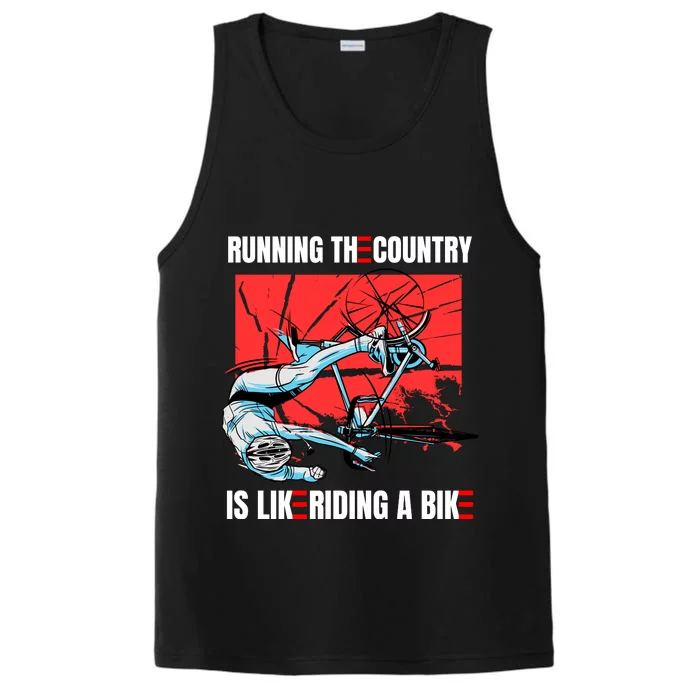 Running The Country Is Like Riding A Bike Merry 4th Of July Biden Falling Performance Tank