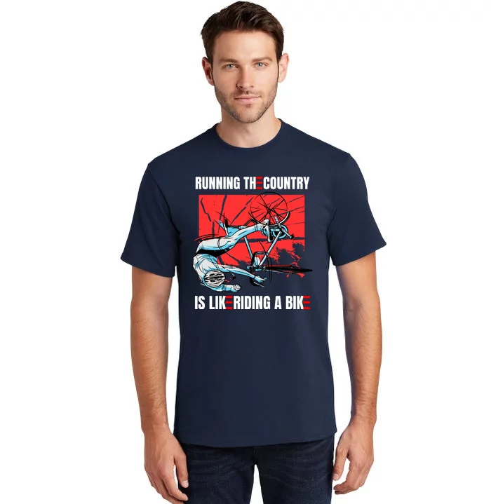 Running The Country Is Like Riding A Bike Merry 4th Of July Biden Falling Tall T-Shirt