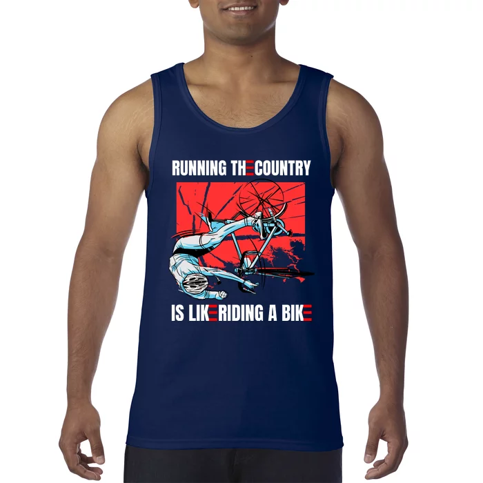 Running The Country Is Like Riding A Bike Merry 4th Of July Biden Falling Tank Top