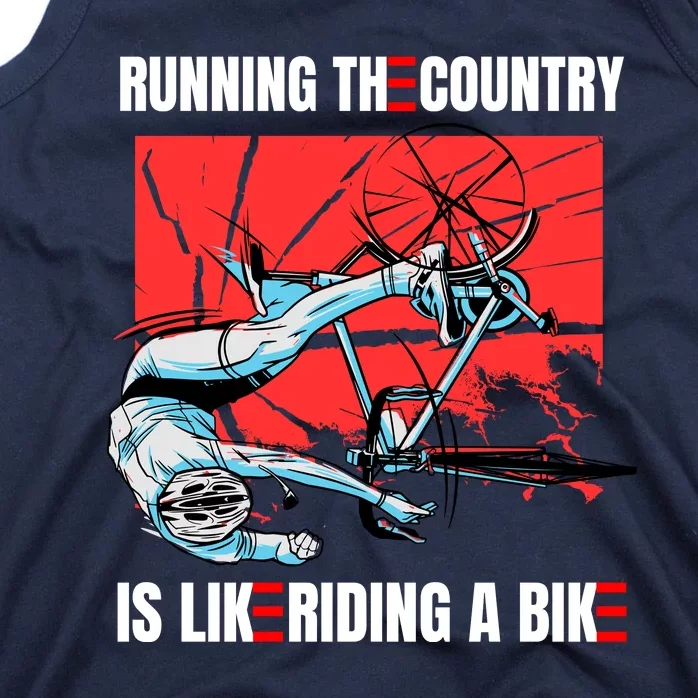 Running The Country Is Like Riding A Bike Merry 4th Of July Biden Falling Tank Top