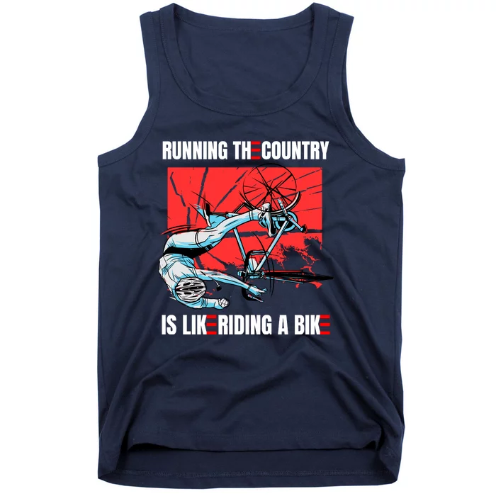 Running The Country Is Like Riding A Bike Merry 4th Of July Biden Falling Tank Top