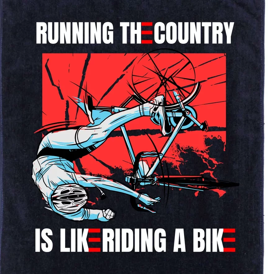 Running The Country Is Like Riding A Bike Merry 4th Of July Biden Falling Platinum Collection Golf Towel