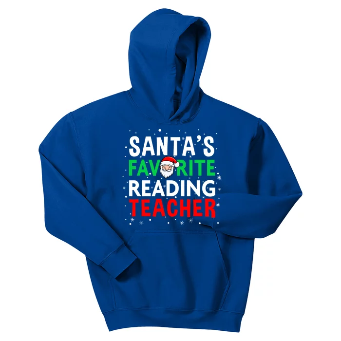 Reading Teacher Christmas Gift SantaS Favorite Teacher Gift Kids Hoodie