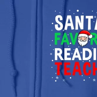 Reading Teacher Christmas Gift SantaS Favorite Teacher Gift Full Zip Hoodie