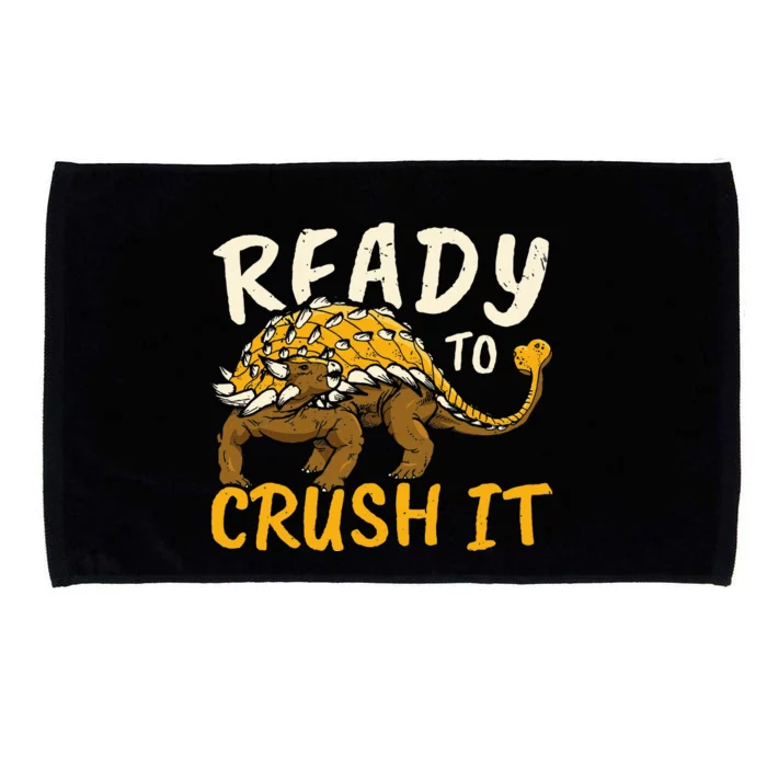 Ready To Crush It Ankylosaurus Paleontologist Dinosaur Microfiber Hand Towel