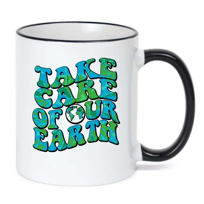 Retro Take Care Of Our Earth Celebrate Earth Day Black Color Changing Mug