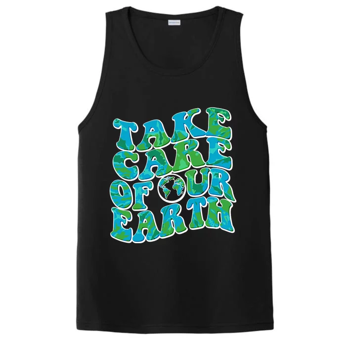 Retro Take Care Of Our Earth Celebrate Earth Day Performance Tank