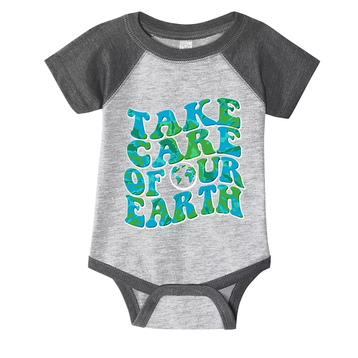 Retro Take Care Of Our Earth Celebrate Earth Day Infant Baby Jersey Bodysuit