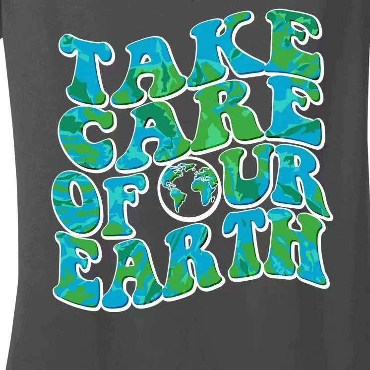 Retro Take Care Of Our Earth Celebrate Earth Day Women's V-Neck T-Shirt