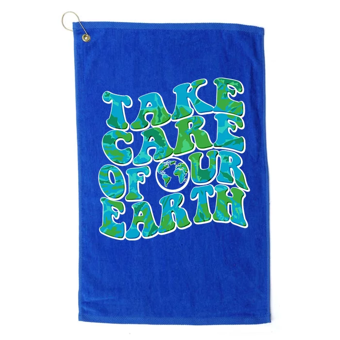 Retro Take Care Of Our Earth Celebrate Earth Day Platinum Collection Golf Towel