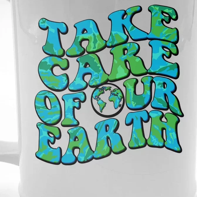 Retro Take Care Of Our Earth Celebrate Earth Day Front & Back Beer Stein