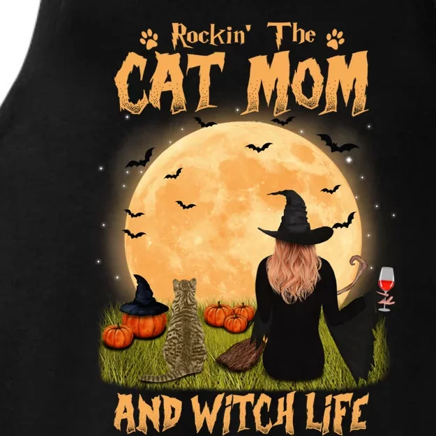 Rocking The Cat Mom Witch Life American Shorthair Halloween Cool Gift Ladies Tri-Blend Wicking Tank