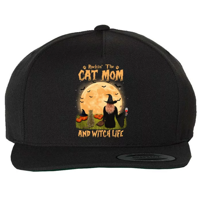 Rocking The Cat Mom Witch Life American Shorthair Halloween Cool Gift Wool Snapback Cap