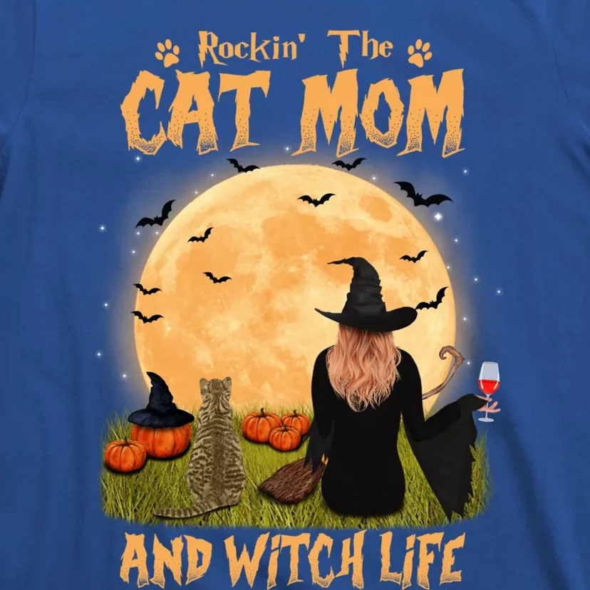 Rocking The Cat Mom Witch Life American Shorthair Halloween Cool Gift T-Shirt