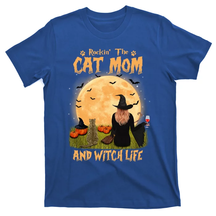 Rocking The Cat Mom Witch Life American Shorthair Halloween Cool Gift T-Shirt