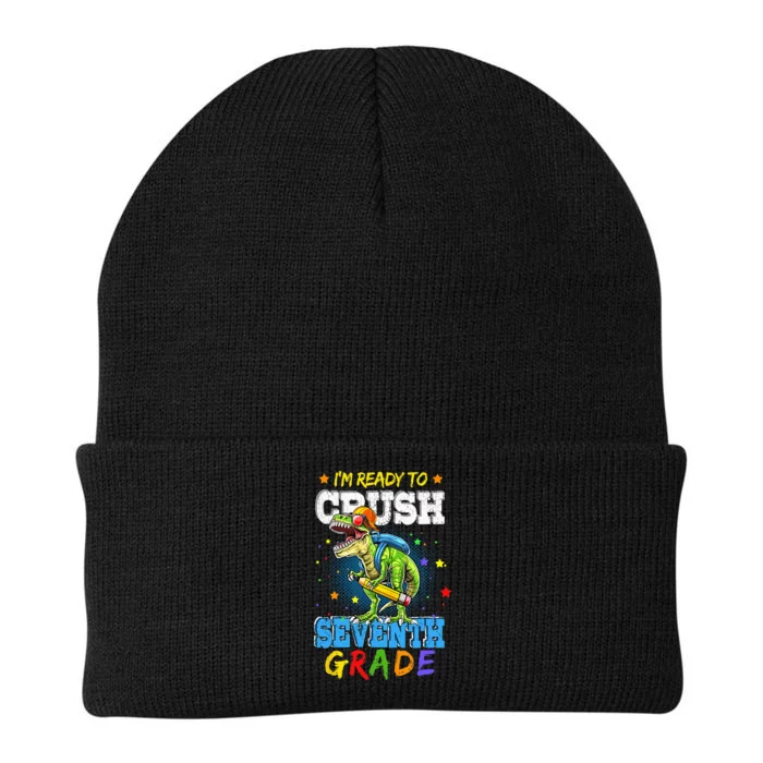 Ready To Crush Seventh Grade Dinosaur T Rex Back to School Knit Cap Winter Beanie